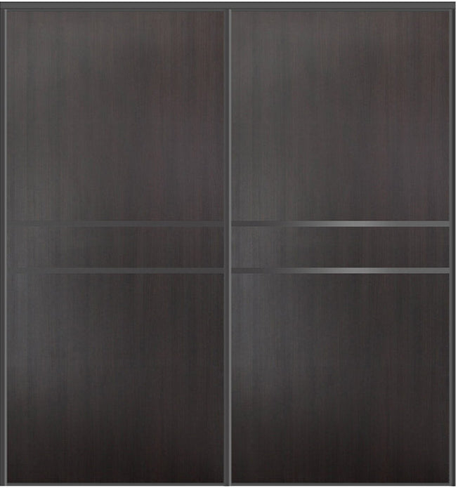Custom Sliding Black Aluminum Doors - Style 07 - 2 doors - Premium Wenge - Doors and Beyond