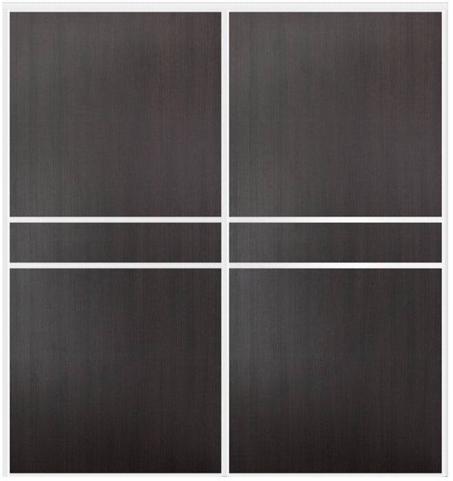 Custom Sliding White Aluminum Doors - Style 07 - 2 doors - Premium Wenge - Doors and Beyond
