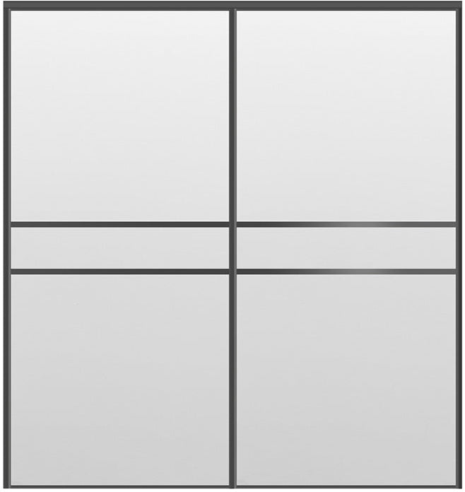 Custom Sliding Black Aluminum Doors - Style 07 - 2 doors - White Drawing - Doors and Beyond