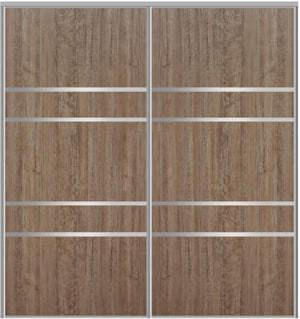 Custom Sliding Aluminum Doors - Style 08 - 2 doors  - Dark Aloe Wood - Doors and Beyond