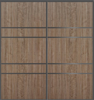 Custom Sliding Black Aluminum Doors - Style 08 - 2 doors - Dark Aloe Wood - Doors and Beyond