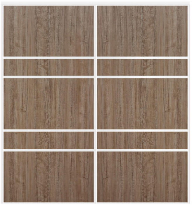 Custom Sliding White Aluminum Doors - Style 08 - 2 doors  - Dark Aloe Wood