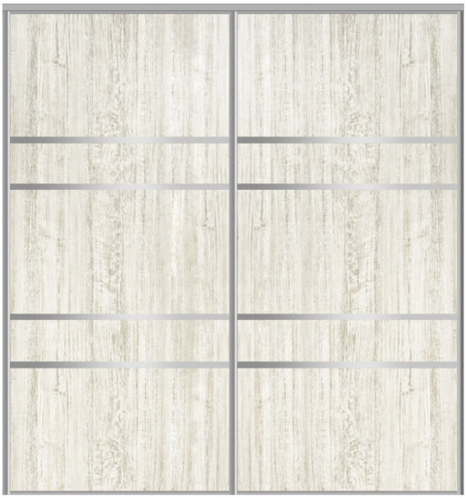 Custom Sliding Aluminum Doors - Style 08 - 2 doors  - Light Aloe Wood - Doors and Beyond