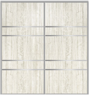 Custom Sliding Aluminum Doors - Style 08 - 2 doors  - Light Aloe Wood - Doors and Beyond