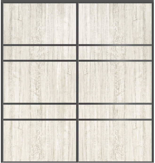 Custom Sliding Black Aluminum Doors - Style 08 - 2 doors  - Light Aloe Wood