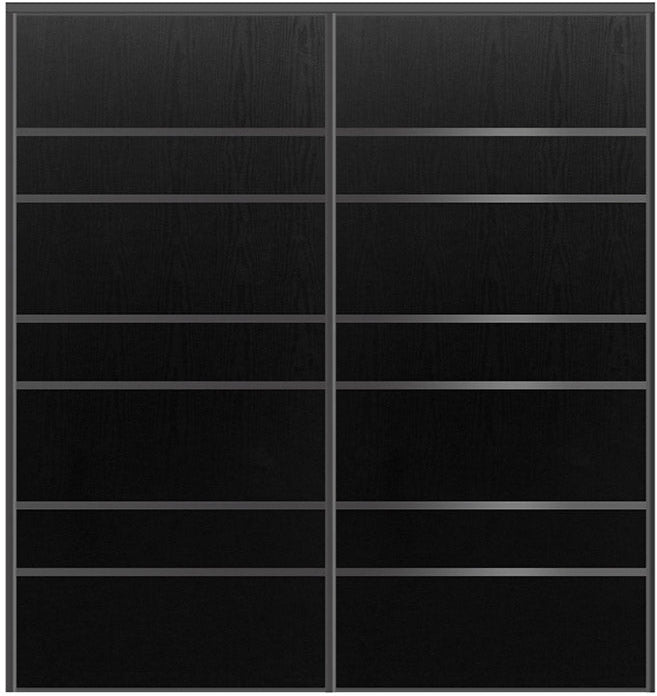 Custom Sliding Black Aluminum Doors - Style 09 - 2 doors  - Black Ash
