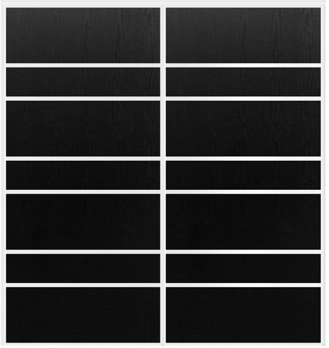 Custom Sliding White Aluminum Doors - Style 09 - 2 doors  - Black Ash