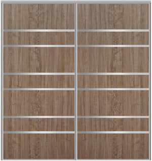 Custom Sliding Aluminum Doors - Style 09 - 2 doors  - Dark Aloe Wood - Doors and Beyond