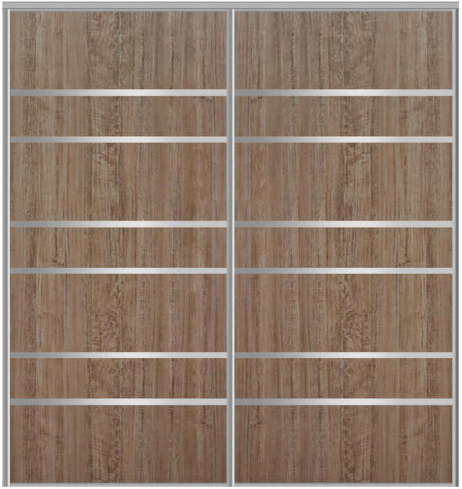 Custom Sliding Aluminum Doors - Style 09 - 2 doors  - Dark Aloe Wood - Doors and Beyond