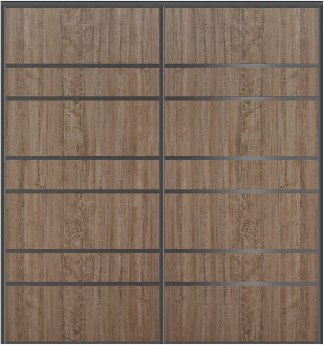 Custom Sliding Black Aluminum Doors - Style 09 - 2 doors  - Dark Aloe Wood