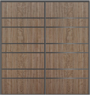 Custom Sliding Black Aluminum Doors - Style 09 - 2 doors - Dark Aloe Wood - Doors and Beyond
