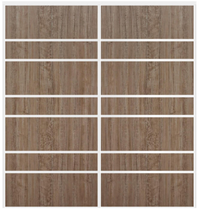 Custom Sliding White Aluminum Doors - Style 09 - 2 doors - Dark Aloe Wood - Doors and Beyond