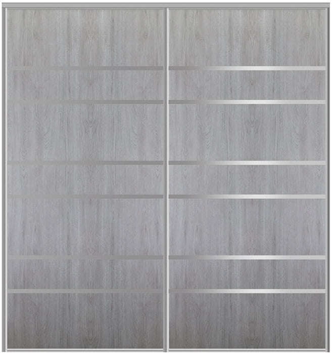 Custom Sliding Aluminum Doors - Style 09 - 2 doors  - Light Gray