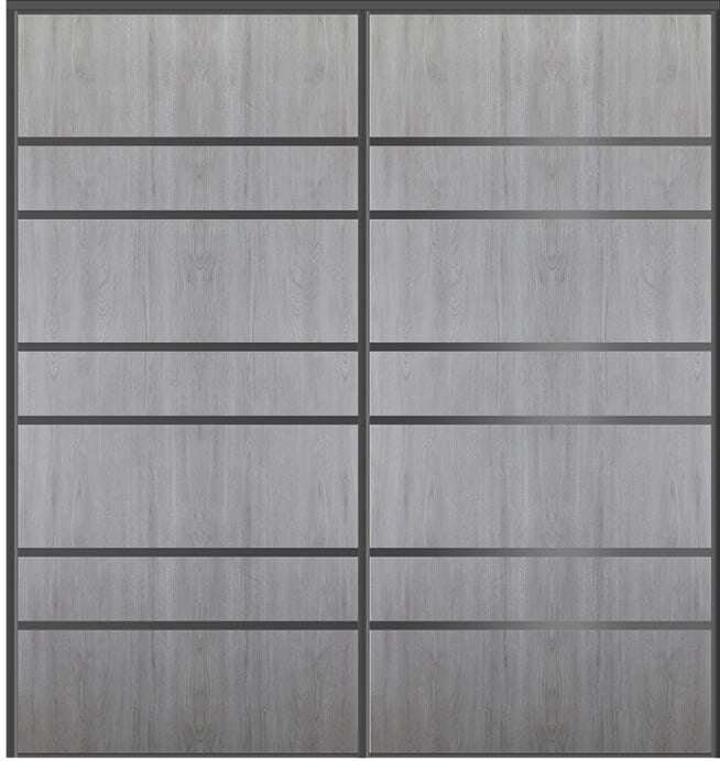 Custom Sliding Black Aluminum Doors - Style 09 - 2 doors  - Light Gray
