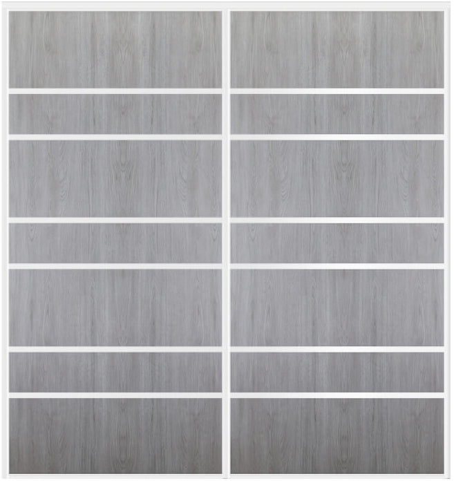 Custom Sliding White Aluminum Doors - Style 09 - 2 doors  - Light Gray