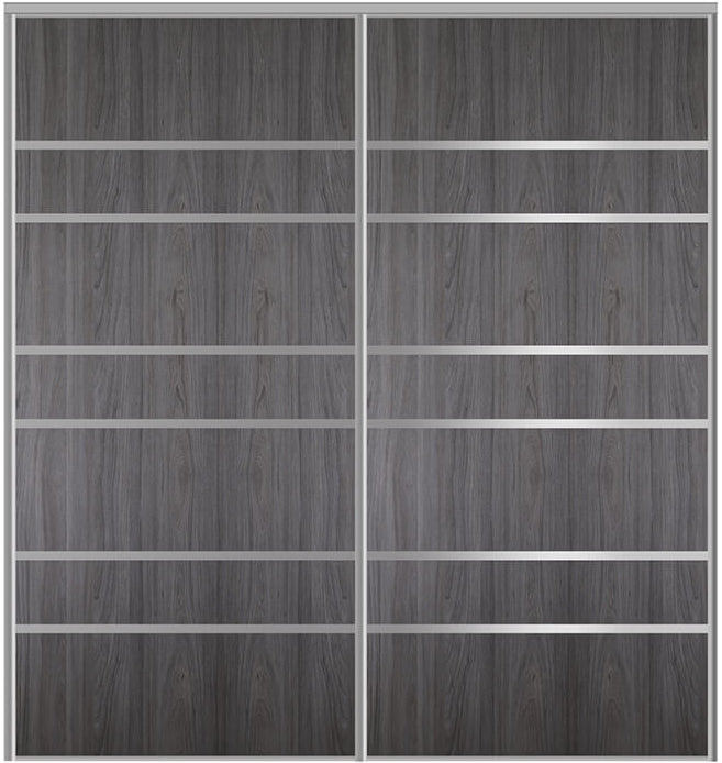Custom Sliding Aluminum Doors - Style 09 - 2 doors  - Swiss Elm