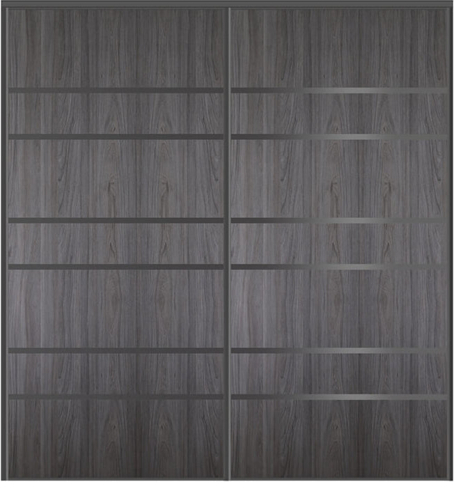 Custom Sliding Black Aluminum Doors - Style 09 - 2 doors  - Swiss Elm - Doors and Beyond