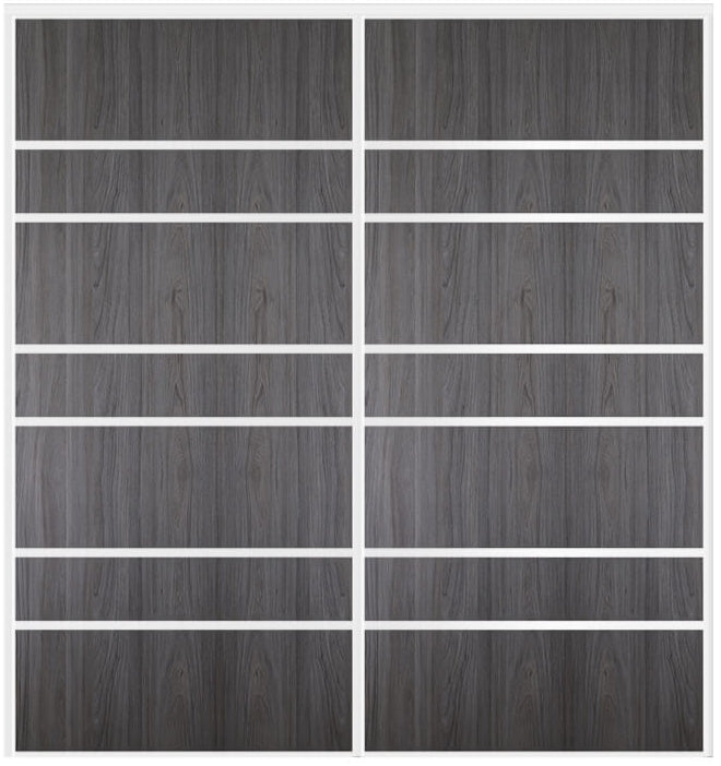 Custom Sliding White Aluminum Doors - Style 09 - 2 doors  - Swiss Elm - Doors and Beyond