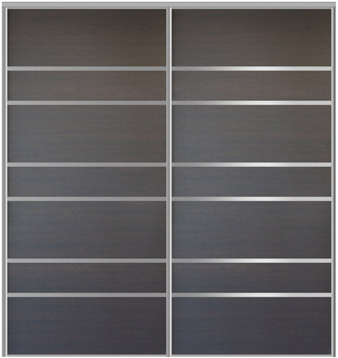Custom Sliding Aluminum Doors - Style 09 - 2 doors  - Japan Oak