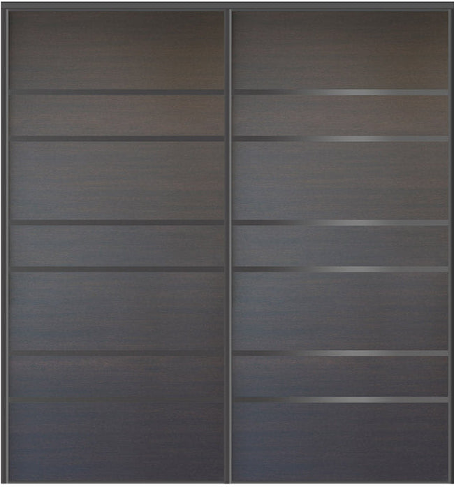 Custom Sliding Black Aluminum Doors - Style 09 - 2 doors  - Japan Oak