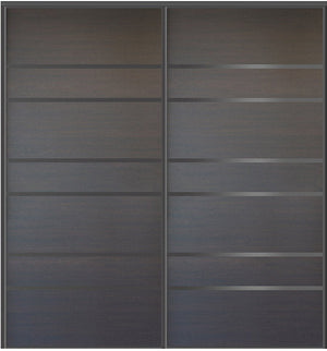 Custom Sliding Black Aluminum Doors - Style 09 - 2 doors  - Japan Oak - Doors and Beyond