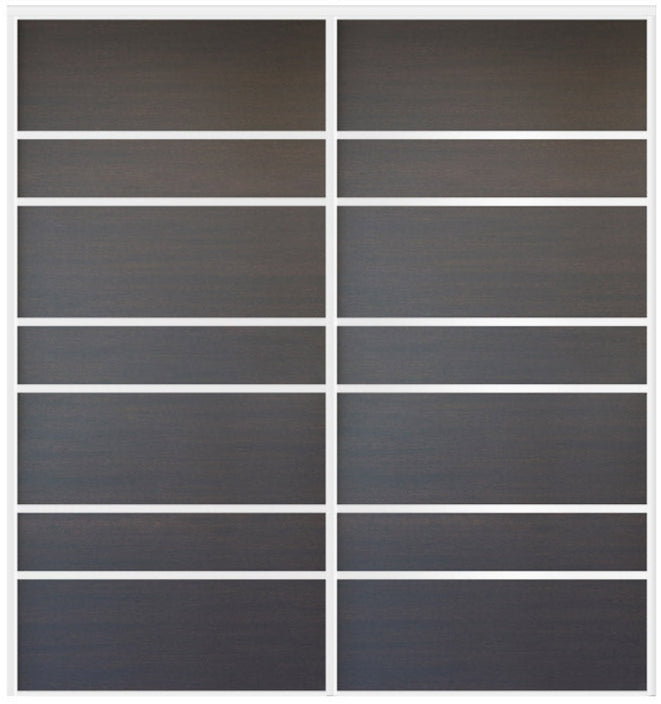 Custom Sliding White Aluminum Doors - Style 09 - 2 doors  - Japan Oak