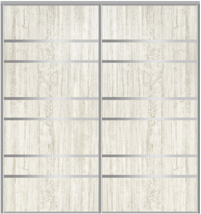 Custom Sliding Aluminum Doors - Style 09 - 2 doors  - Light Aloe Wood - Doors and Beyond
