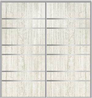 Custom Sliding Aluminum Doors - Style 09 - 2 doors  - Light Aloe Wood - Doors and Beyond