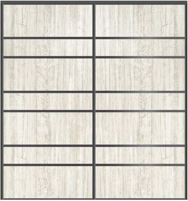 Custom Sliding Black Aluminum Doors - Style 09 - 2 doors - Light Aloe Wood - Doors and Beyond