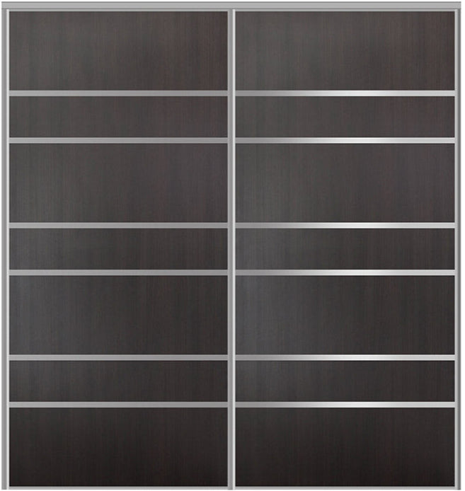 Custom Sliding Aluminum Doors - Style 09 - 2 doors - Premium Wenge - Doors and Beyond