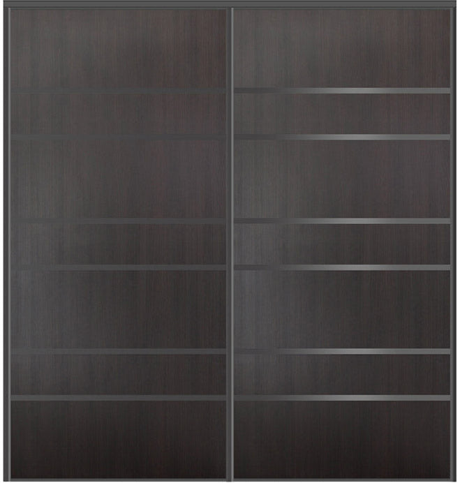 Custom Sliding Black Aluminum Doors - Style 09 - 2 doors  - Premium Wenge