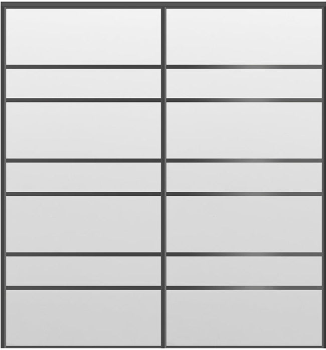 Custom Sliding Black Aluminum Doors - Style 09 - 2 doors - White Drawing - Doors and Beyond