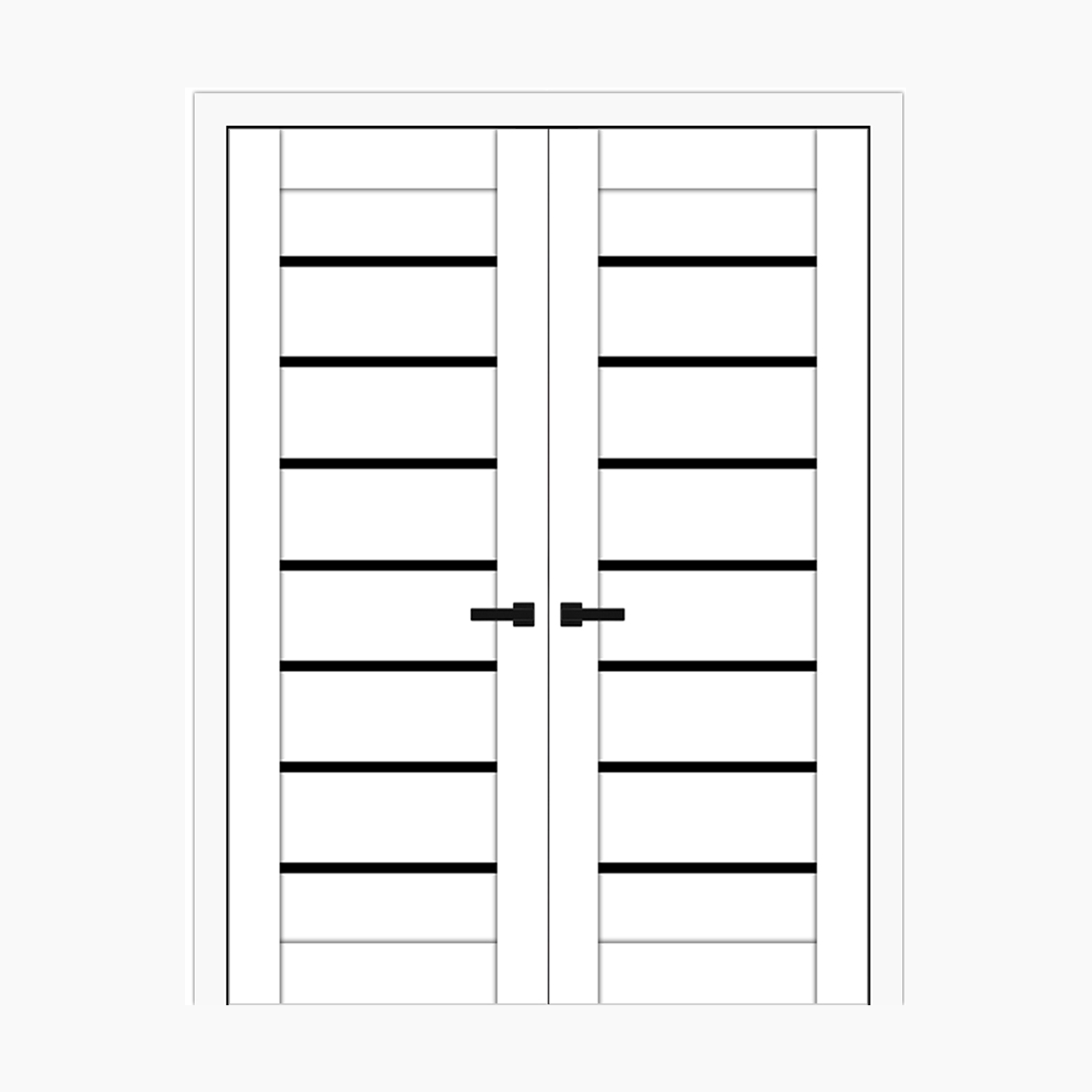 Nova Domino 01 Soft White Laminated Modern Double Pre-hung Door