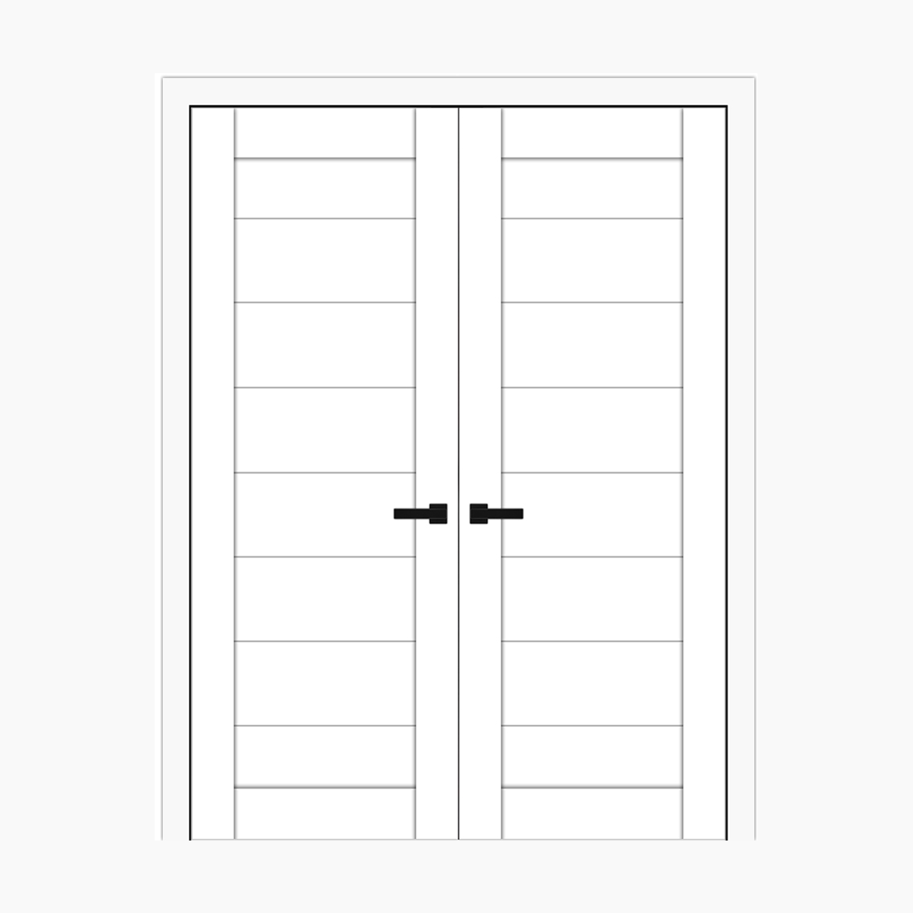 Nova Domino 02 Soft White Laminated Modern Double Pre-hung Door