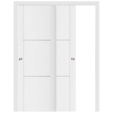 Nova Stile 004 Soft White Laminated Modern Bypass Door - Doors and Beyond