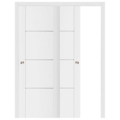 Nova Stile 006 Soft White Laminated Modern Bypass Door - Doors and Beyond