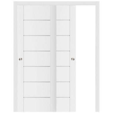 Nova Stile 009 Soft White Laminated Modern Bypass Door - Doors and Beyond
