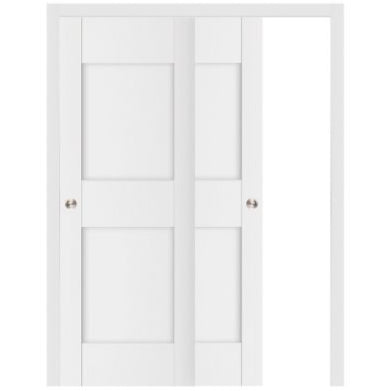 Nova Stile 013 Soft White Laminated Modern Bypass Door - Doors and Beyond