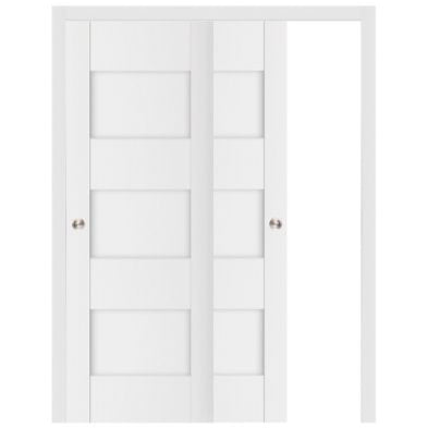 Nova Stile 015 Soft White Laminated Modern Bypass Door - Doors and Beyond