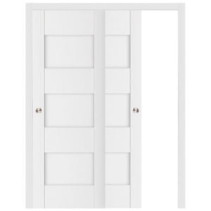 Nova Stile 015 Soft White Laminated Modern Bypass Door - Doors and Beyond