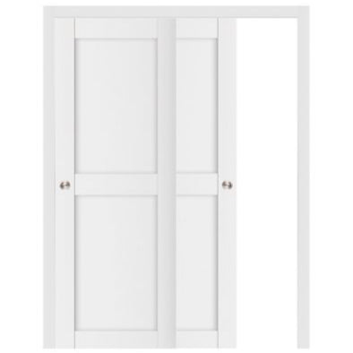 Nova Stile 020 Soft White Laminated Modern Bypass Door - Doors and Beyond