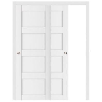 Nova Stile 021 Soft White Laminated Modern Bypass Door - Doors and Beyond