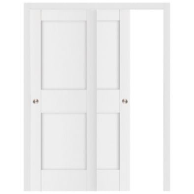 Nova Stile 023 Soft White Laminated Modern Bypass Door - Doors and Beyond