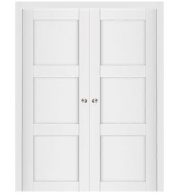 Nova Stile 025 Soft White Laminated Modern Double Pocket Door