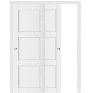 Nova Stile 025 Soft White Laminated Modern Bypass Door - Doors and Beyond