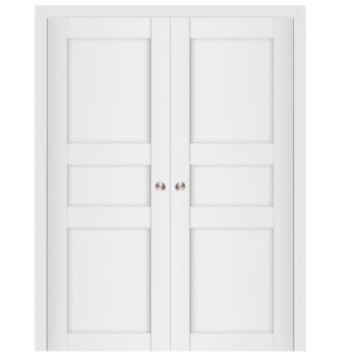 Nova Stile 029 Soft White Laminated Modern Double Pocket Door