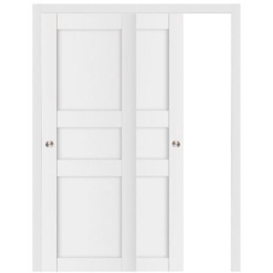 Nova Stile 029 Soft White Laminated Modern Bypass Door - Doors and Beyond