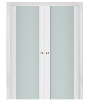 Nova Triplex 001 Soft White Laminated Modern Double Pocket Door - Doors and Beyond