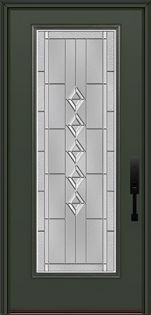 ProVia Legacy Single Entry Door 460 Style Gemstone Decorative Glass with Zinc Caming and Low-E - Doors and Beyond