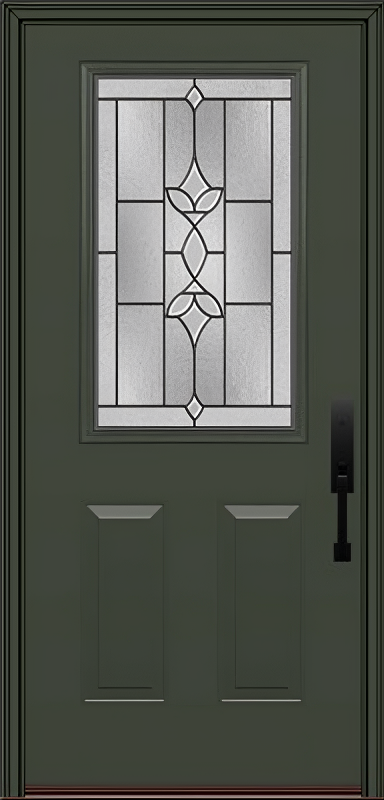 ProVia Legacy Single Entry Door 430 Style Esmond Decorative Glass with Patina Caming and Low-E - Doors and Beyond